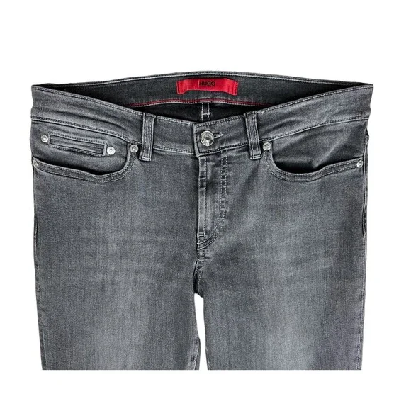 HUGO Hugo Boss Jeans Women's Size 26 Low Rise Skinny w Zip Ankle Gray Denim - Picture 3 of 11